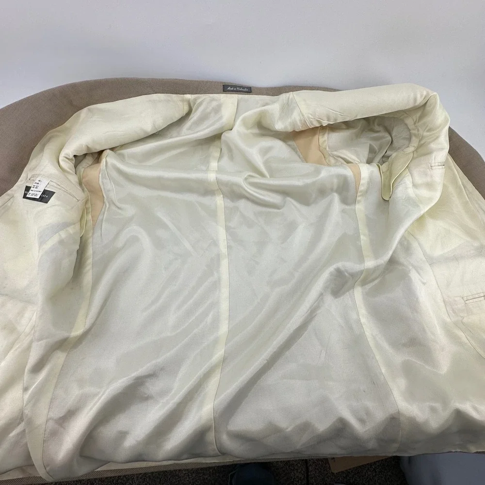 Oscar de la Renta Blazer Jacket Mens 46L Tan Silk Wool Blend 3 Button‎ Coat